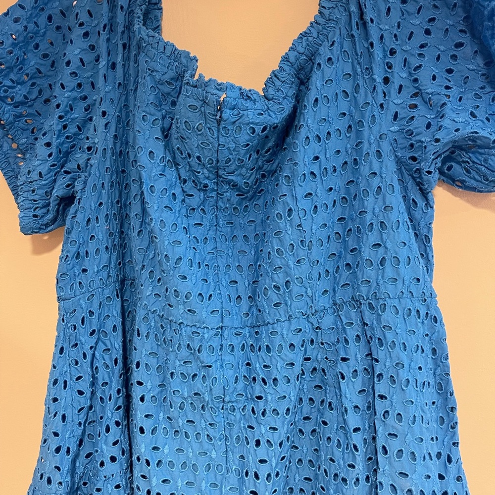 Lane Bryant Electric Blue Eyelet Tiered Dress-NWT Size 22 - Picture 6 of 6